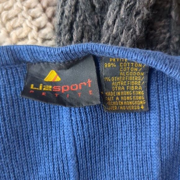 Vintage 1990s Lizsport Knit Cardigan Sweater Double Breasted Nautical Preppy SP - Picture 11 of 11
